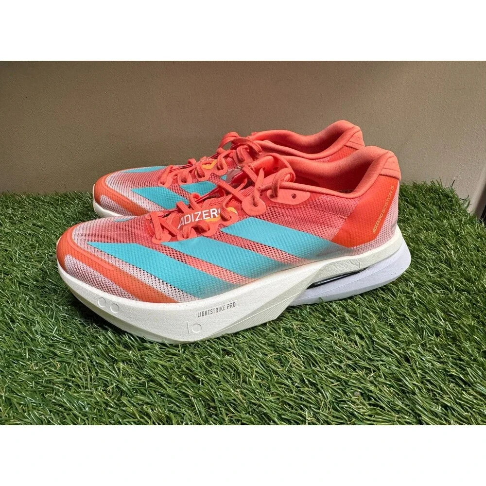 Women Size 7.5 adidas Adizero Boston 13 Semi Coral Aqua Running Shoes JS4954 NEW